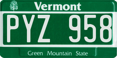 VT license plate PYZ958