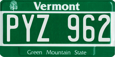 VT license plate PYZ962