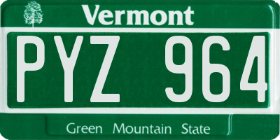 VT license plate PYZ964