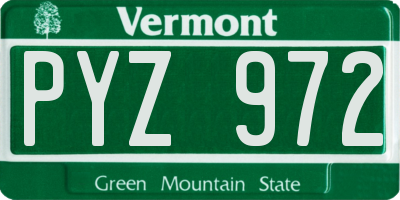 VT license plate PYZ972