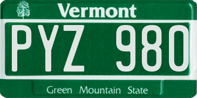 VT license plate PYZ980