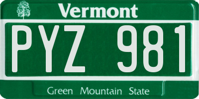 VT license plate PYZ981