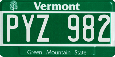VT license plate PYZ982