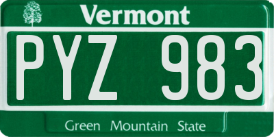 VT license plate PYZ983