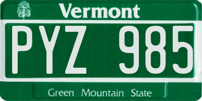 VT license plate PYZ985