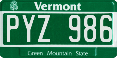 VT license plate PYZ986