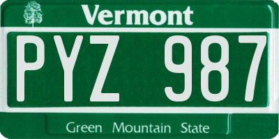 VT license plate PYZ987