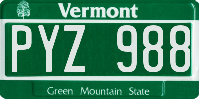 VT license plate PYZ988