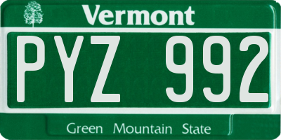 VT license plate PYZ992