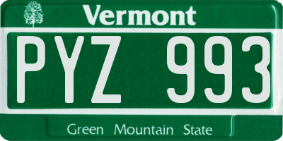 VT license plate PYZ993