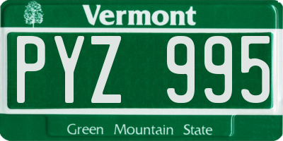 VT license plate PYZ995