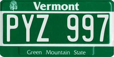 VT license plate PYZ997