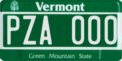 VT license plate PZA000