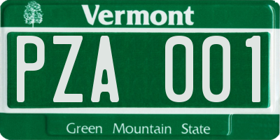 VT license plate PZA001