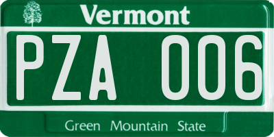 VT license plate PZA006