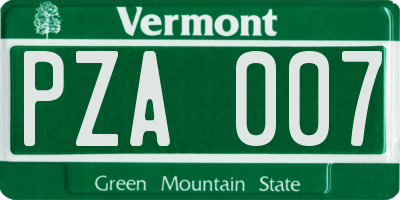 VT license plate PZA007