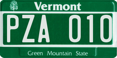 VT license plate PZA010