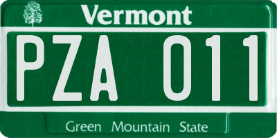 VT license plate PZA011