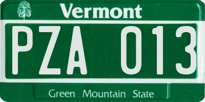 VT license plate PZA013