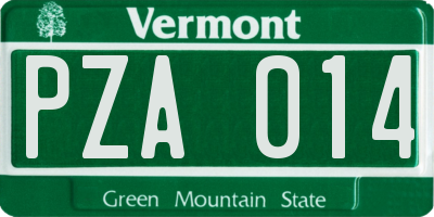 VT license plate PZA014