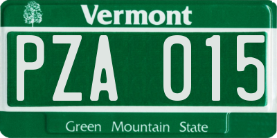 VT license plate PZA015