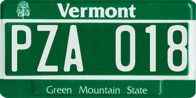 VT license plate PZA018