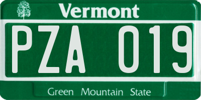VT license plate PZA019