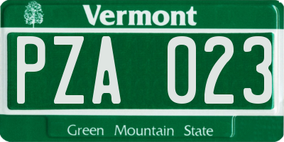 VT license plate PZA023