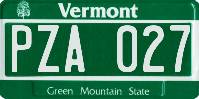 VT license plate PZA027