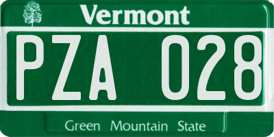 VT license plate PZA028