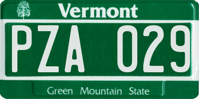 VT license plate PZA029