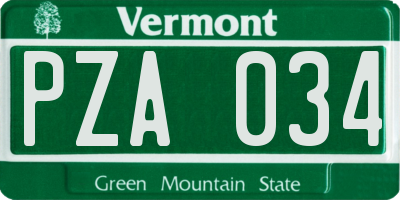 VT license plate PZA034