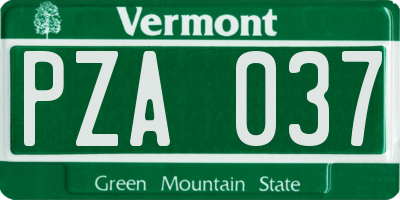 VT license plate PZA037