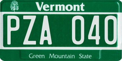 VT license plate PZA040