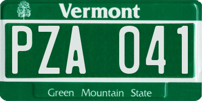 VT license plate PZA041
