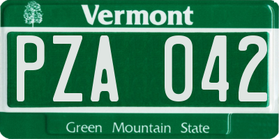VT license plate PZA042