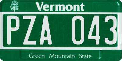 VT license plate PZA043