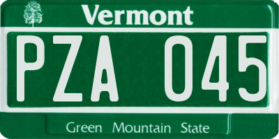 VT license plate PZA045