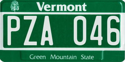VT license plate PZA046