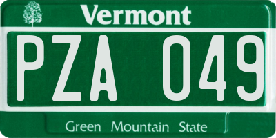 VT license plate PZA049