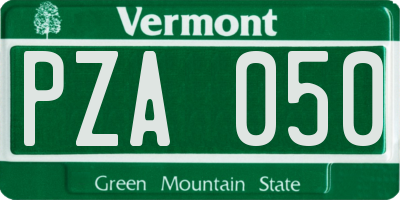 VT license plate PZA050