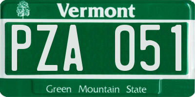 VT license plate PZA051