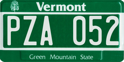 VT license plate PZA052
