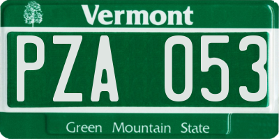 VT license plate PZA053
