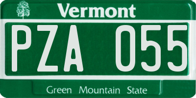 VT license plate PZA055