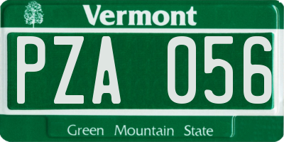 VT license plate PZA056