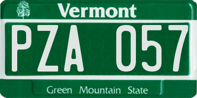 VT license plate PZA057