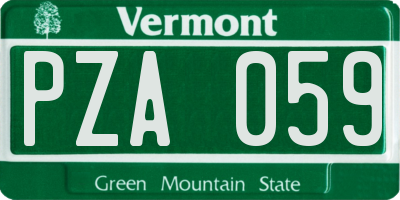VT license plate PZA059