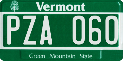 VT license plate PZA060