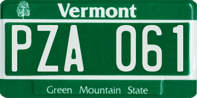 VT license plate PZA061